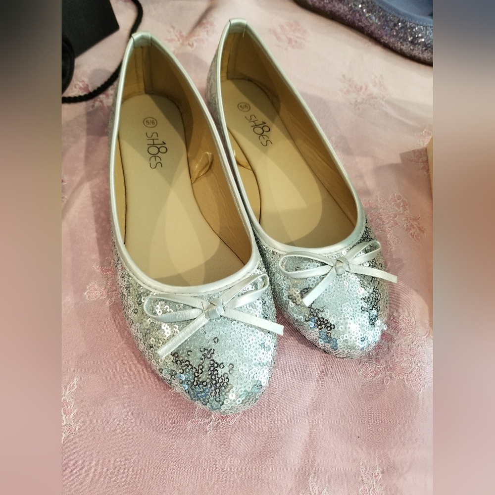 Silver Glitter Ballerina Flats
